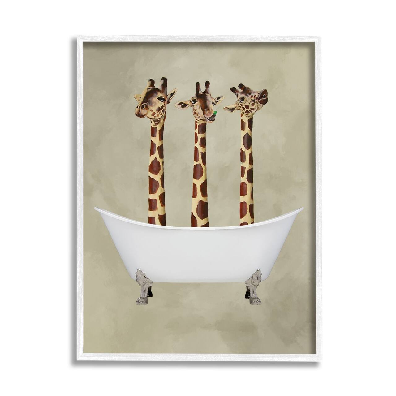 Stupell Industries Three Giraffes In A Bathtub Framed Wall Art